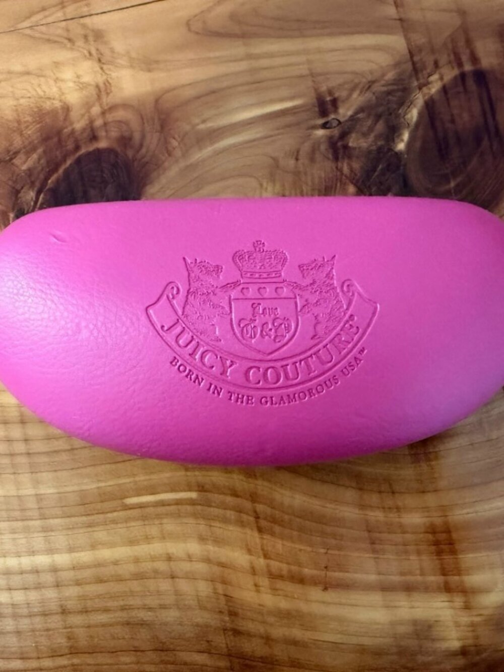 Juicy Couture Faux Leather Pink Hard Glasses Case.